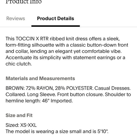 TOCCIN Camel Colored Long Sleeve Button-Down Dress. - Picture 12 of 12